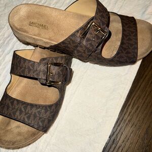 Michael Kors Brown Sandals with Logo Pattern Brand new
